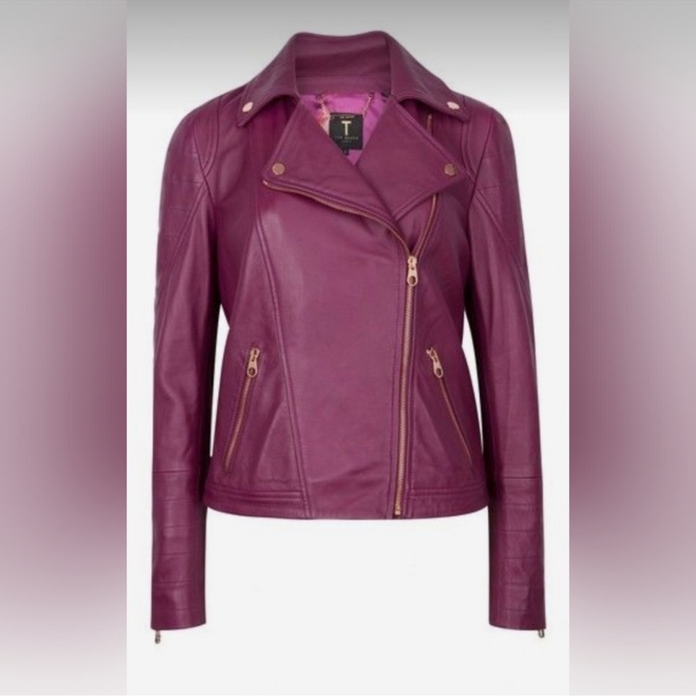 Ted Baker London burgundy leather jacket